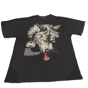 Darc Sport Wolves Club Black T-Shirt with Wolf Graphic Size:L